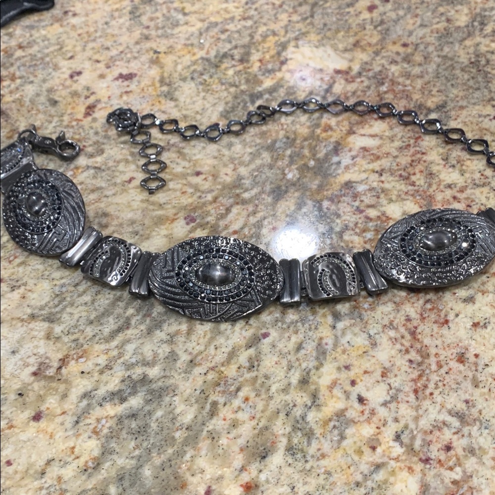 New Chicos gun metal silver Statement belt